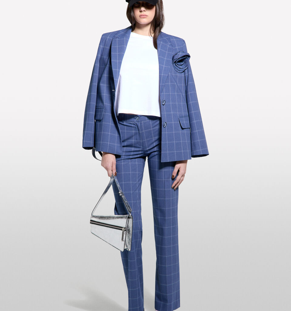 Pantaloni a quadri - pantaloni regular da donna - Blu | Sisley image number 1